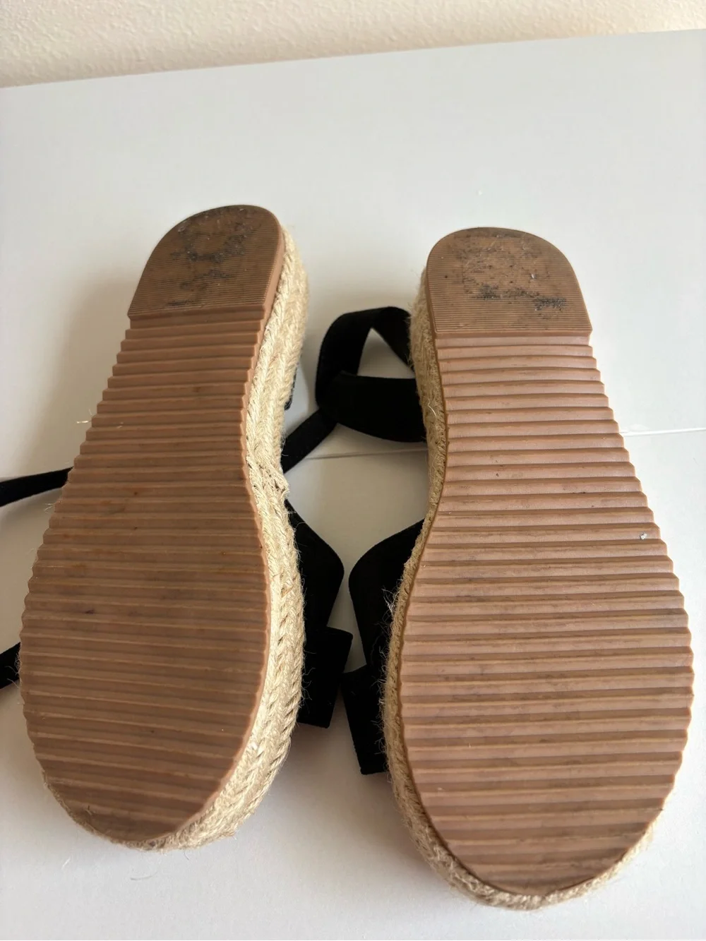 Black Espadrille Platform Sandal with Ankle Tie - Women